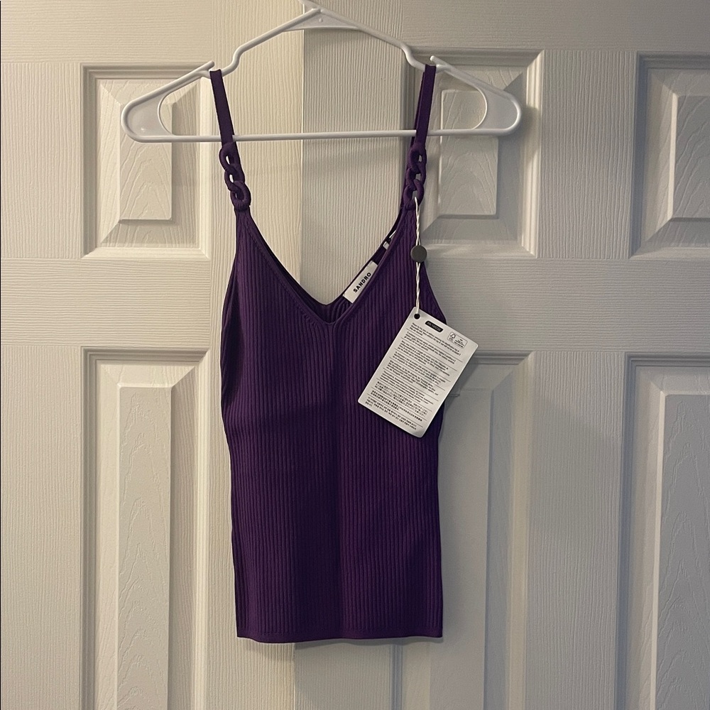 Sandro Purple Ribbed Camisole Top